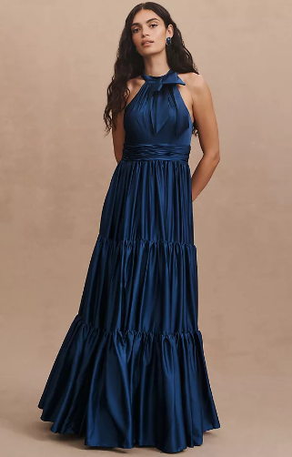 Tiered Ruffle Halter Gown