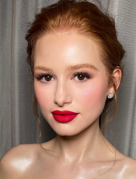 Natural Makeup with Red Lipstick
