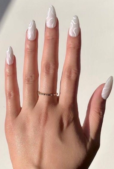 Swirly White Nails