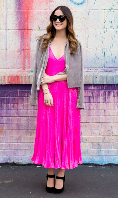 Pink Sequin Dress with Jacket