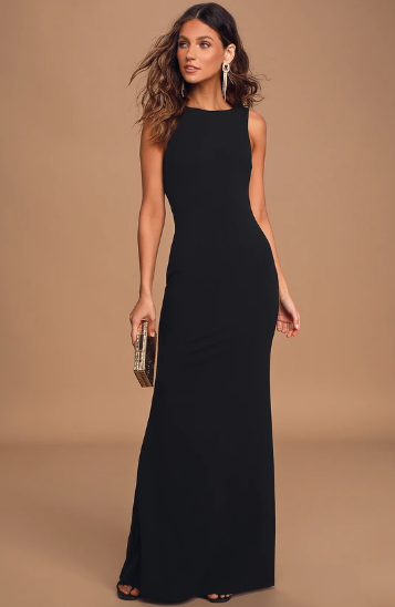 Lulus Love In Your Eyes Black Knotted Mermaid Maxi Dress