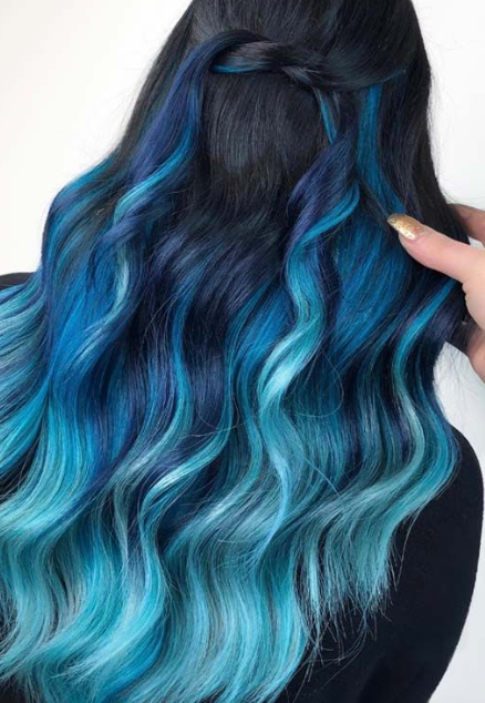 Ocean Blue Ombre Hair