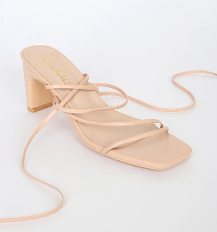 Lulus Aliah Light Nude Lace-Up High Heel Sandals