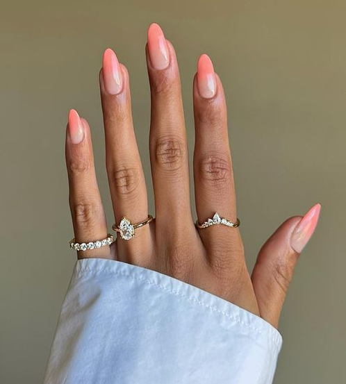 Peachy Pink Ombre Nails