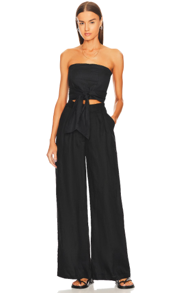 Linen-Blend High-Waist Wide-Leg Pants