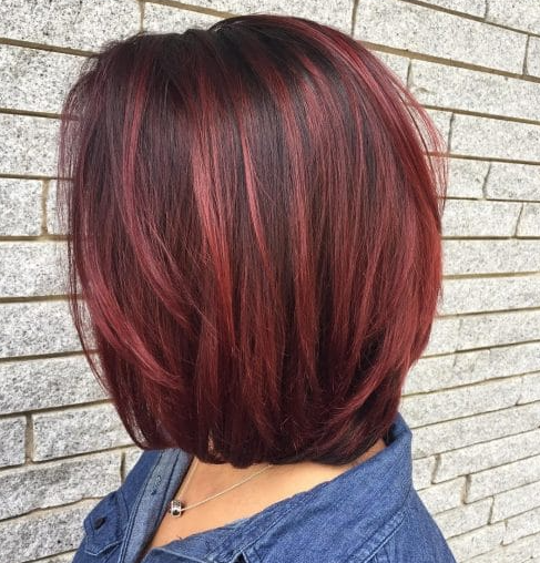 Dark Red Hair Sleek Bob Style
