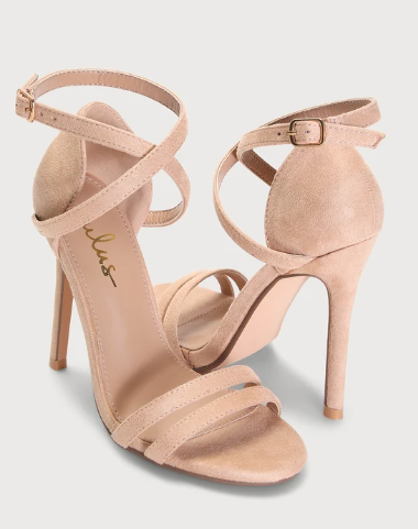 Serenityy Light Nude Suede High Heel Sandals