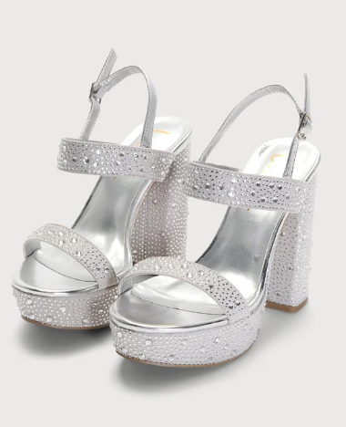 Acee Silver Rhinestone Platform Heels