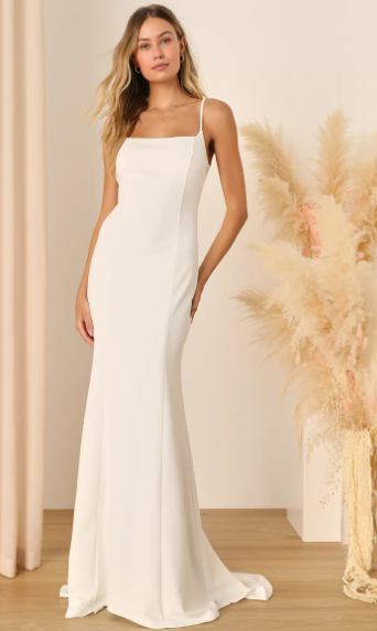 Lulus Blessed Romance White Sleeveless Button Back Mermaid Maxi Dress