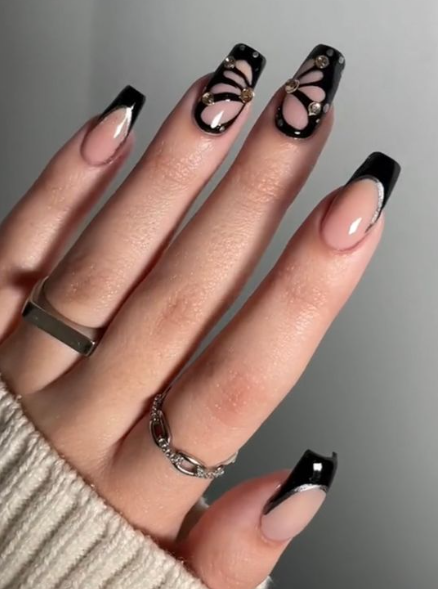 Black Butterfly Nails