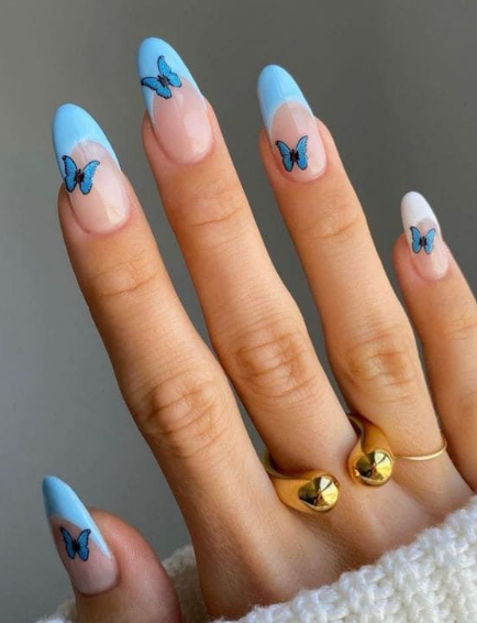 Modern Butterfly French Mani