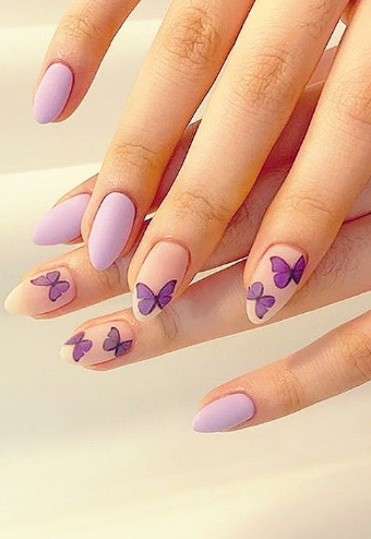 Solid Colored Butterfly Nails