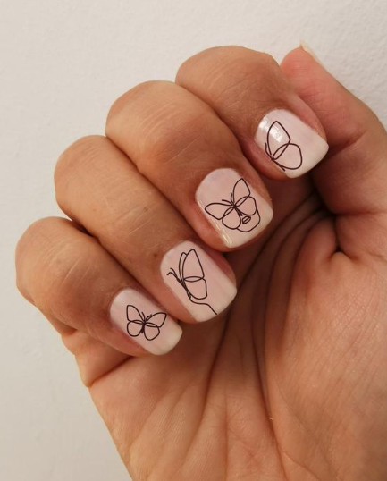 Nude Butterfly Nails