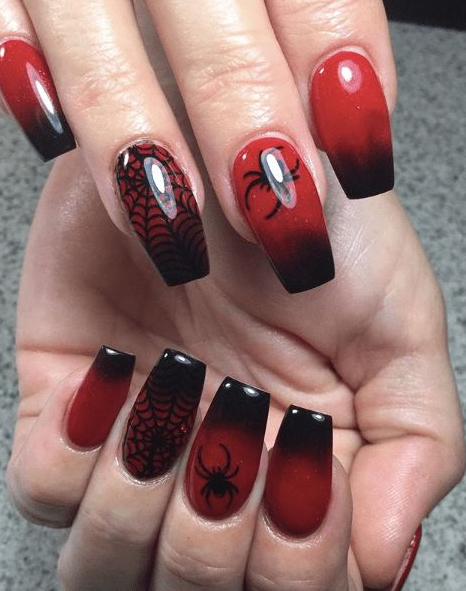 Halloween-Appropriate Red Nails