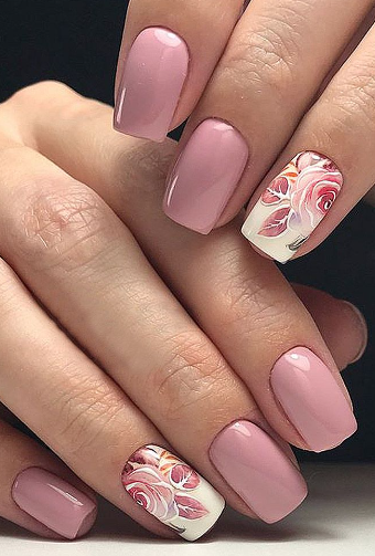 Long Pink Rose Nails