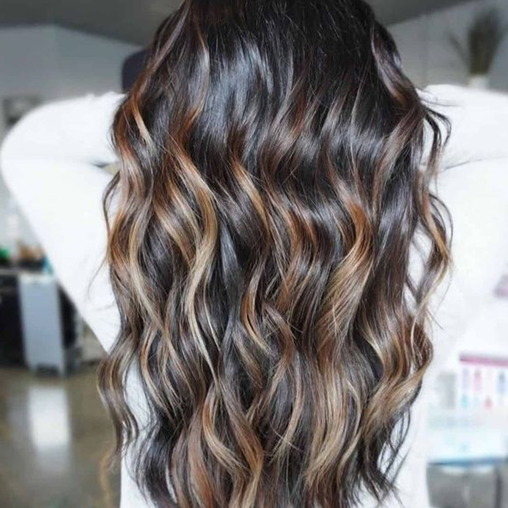 Caramel And Brown Highlight On Black Hair 