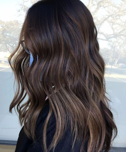 Gorgeous Ash Brown Lowlights On Black Hair