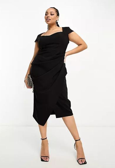 ASOS Designs Sweetheart Neckline Ruched Waist Midi Dress
