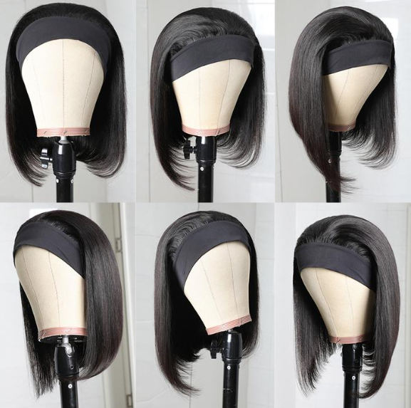 Wigs With A Headband And A Bob Cut Thin