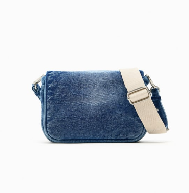 Zara Quilted Denim Crossbody Bag