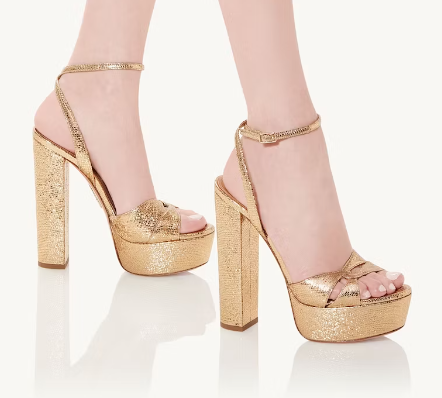 Aquazzura - Snake-Print Gold Platform Heels 