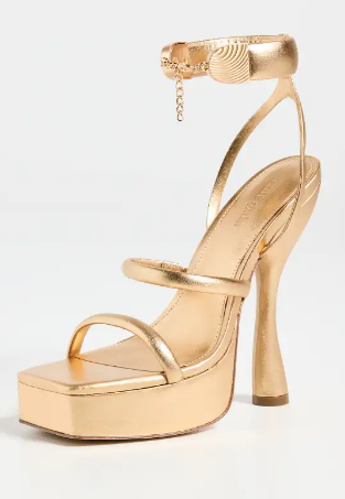 Cult Gaia - Strappy Gold Platform Heels