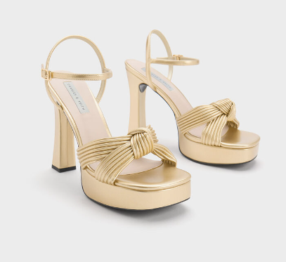 Charles Keith -  Pleated Knotted Platform Heels 