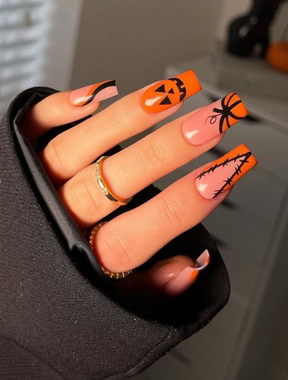 Spooky Pumpkin Nails