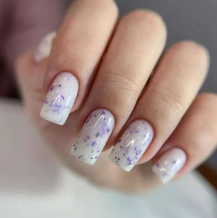 Lavender Milky White Nails