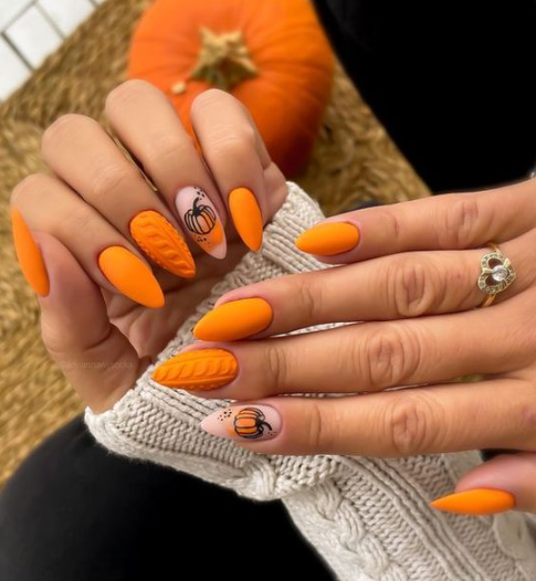 Orange Nail Designs For Fall