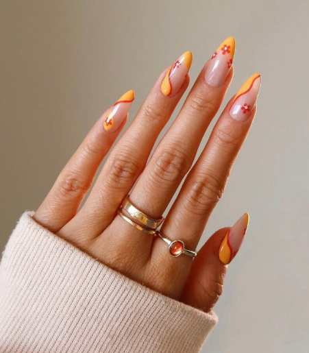 Orange Nail Designs For Spring