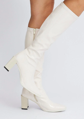 Ally White Knee High Boots 