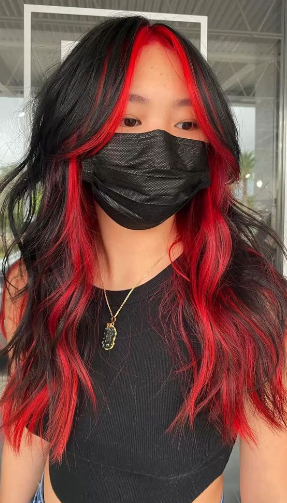 Front Strand Red and Black Hair