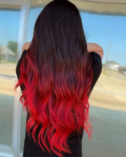 Dip-Dye Red and Black Hair