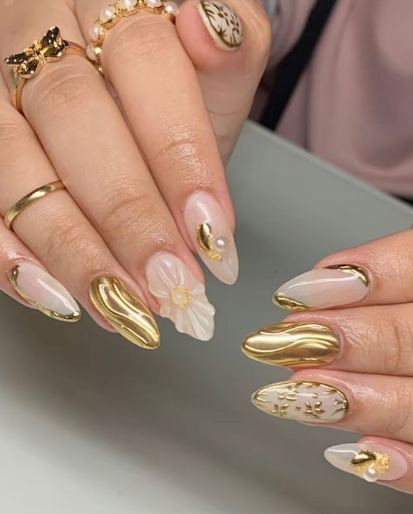 Glitter And Gold Nails