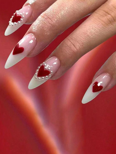 Heart French Nails