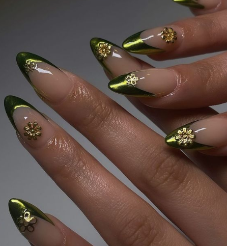 Royal Green French Nails