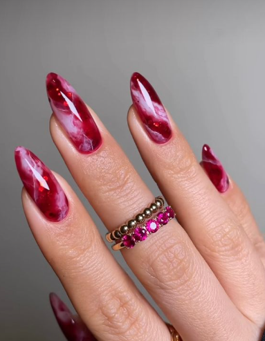 Red Marble Nails