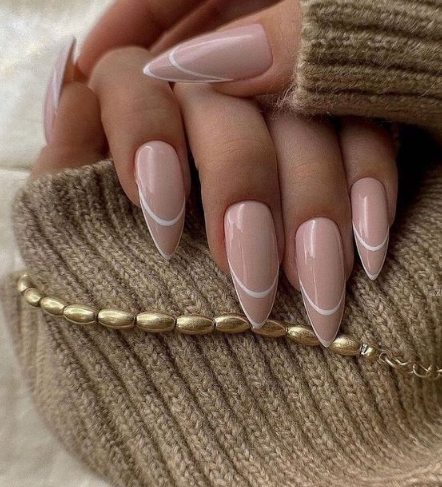 Nude Double French Tips
