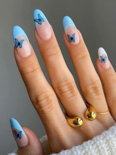 Butterflies French Tips