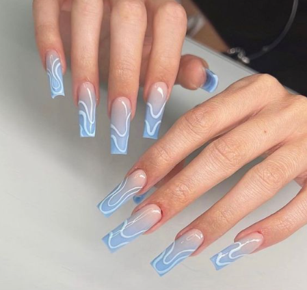 Ombre Watercolor French Tips