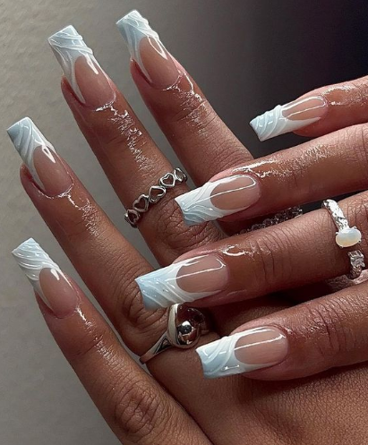 White Glazed Square French Tips