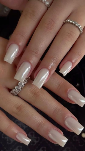 White Pearl Square Nails