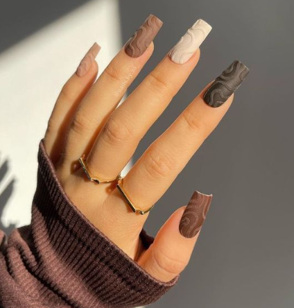 Solid Neutral Square Nails