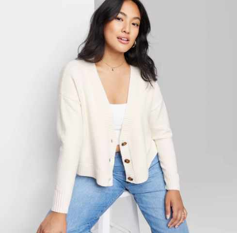 Slouchy Button-Front Cardigan