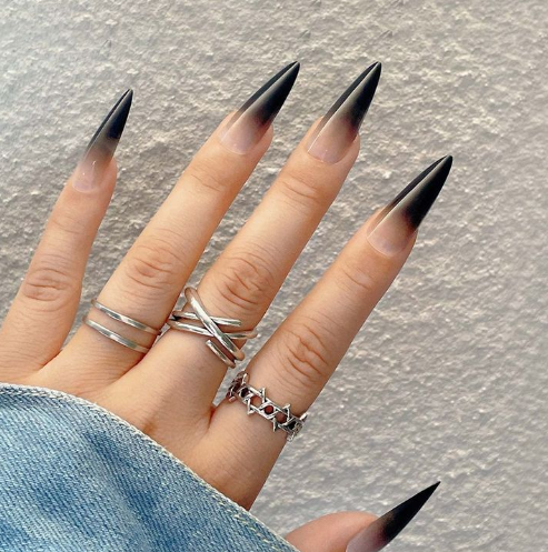 Ombre Black Acrylic Nails