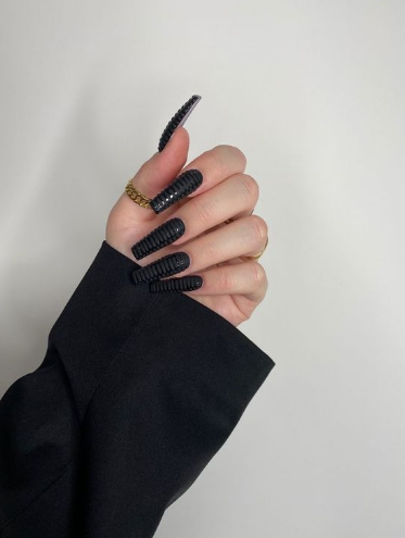 Croc Black Acrylic Nails