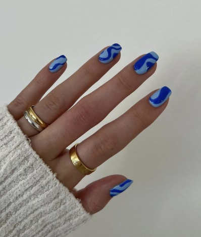 Swirl Royal Blue Nails