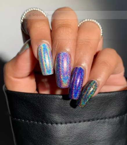 Glittery Colored Cat Eye Nails