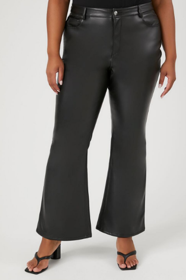 Plus Size Faux Leather Flare Pants